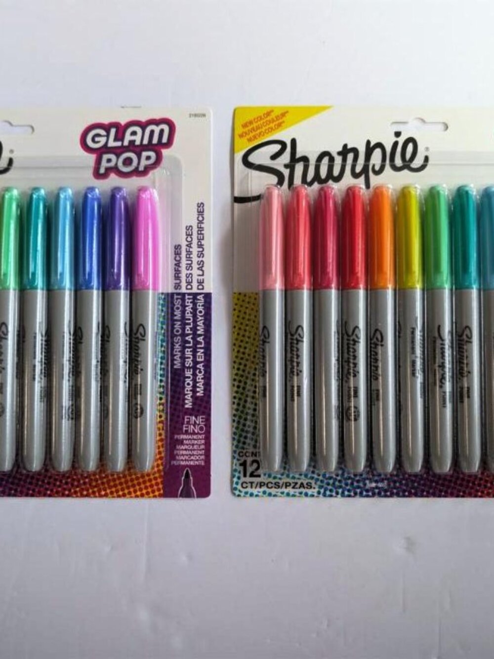 TWO (2) Packs Sharpie Glam Pop Permanent Markers, Fine Point Total of 24  - New